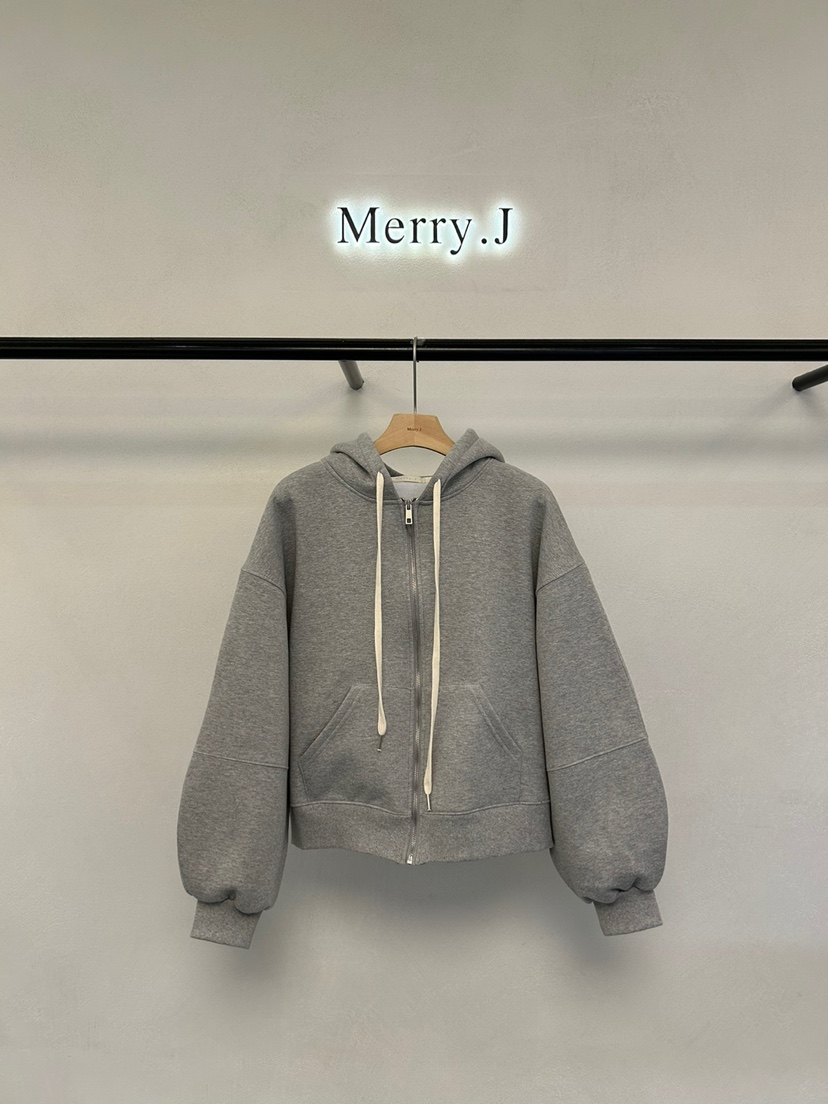 MERRY-J韓國直郵女裝新品24秋冬真品推薦衛衣拉絨拉鏈兜帽MERRY-J衛衣圖色1