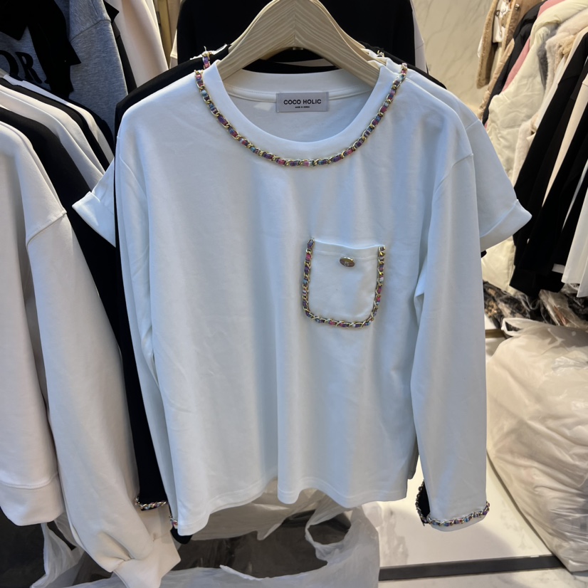 COCO HOLIC韓國直郵女裝新品推薦真品24秋冬休閑長袖T恤COCO HOLIC長袖T恤圖色1
