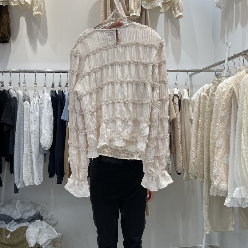 THE LENA韓國直郵女士新款時尚24秋夏職業真品襯衫蕾絲衫NWEOL襯衫/蕾絲衫