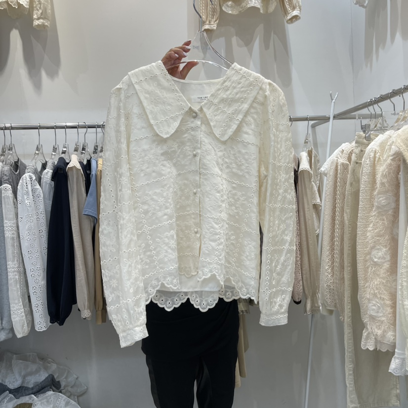 THE LENA韓國直郵女士新品職業24秋夏熱賣時尚襯衫蕾絲衫NWEOL襯衫/蕾絲衫