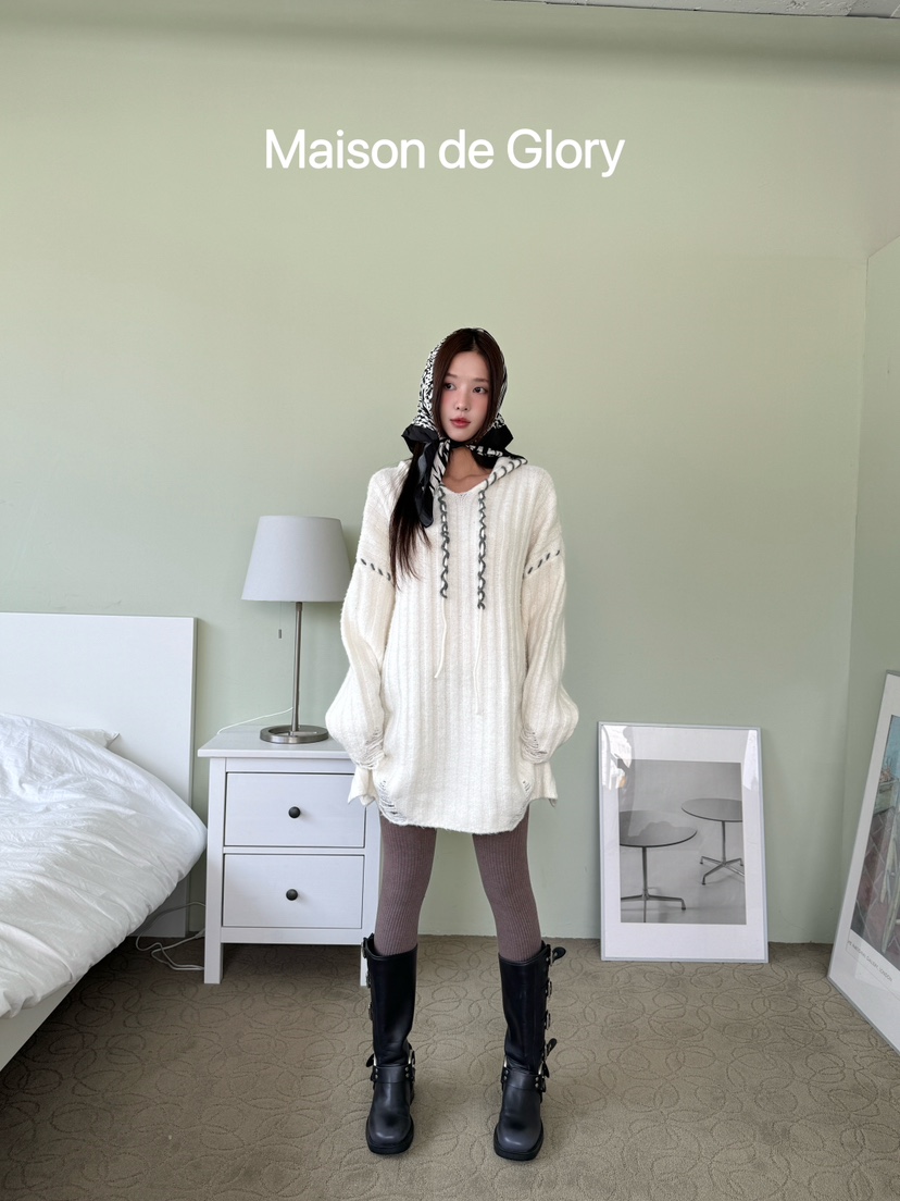 MAISON DE GLORY直郵韓國代購女裝新品人氣針織衫連帽針織衫MAISON DE GLORY針織衫