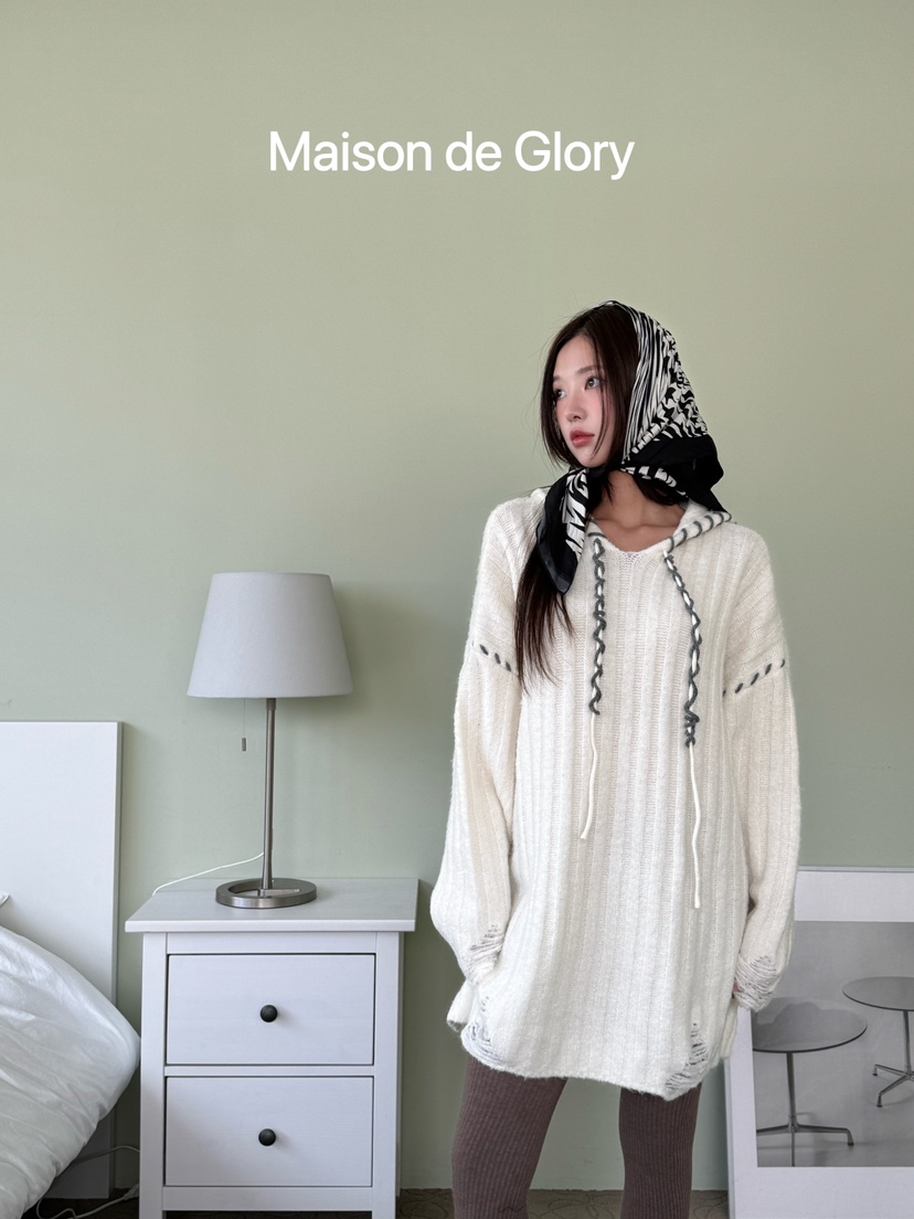 MAISON DE GLORY直郵韓國代購女裝新品人氣針織衫連帽針織衫MAISON DE GLORY針織衫圖色1