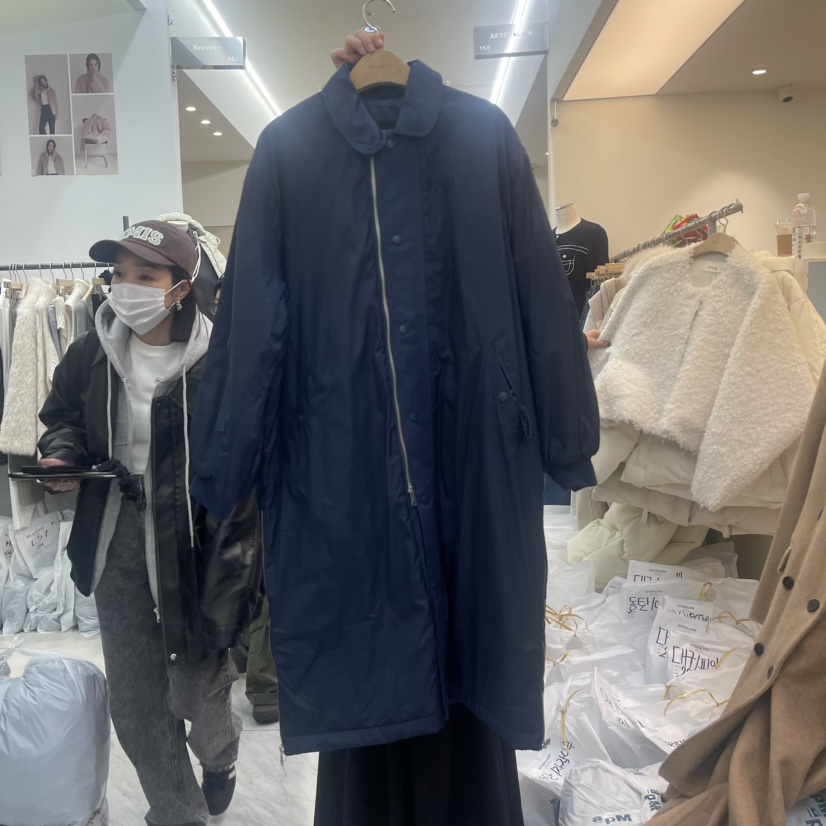 AFTERGLOW東大門實拍女士新品推薦休閑人氣長款棉服圓領夾棉AFTERGLOW長款棉服圖色1