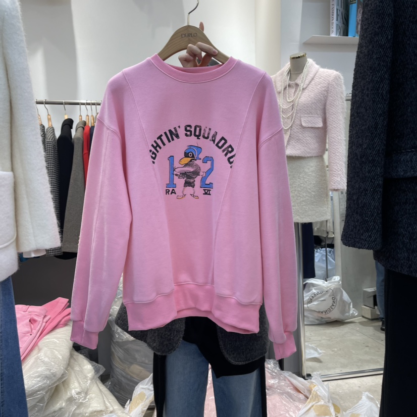 DUPLO韓國直郵女裝新款真品推薦職業24秋冬時尚休閑衛衣加絨DUPLO衛衣
