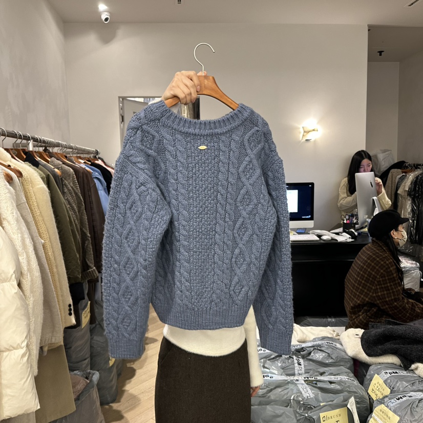BRUSH-P直郵韓國代購女裝新品人氣職業24秋冬時尚毛衣復古BRUSH-P毛衣