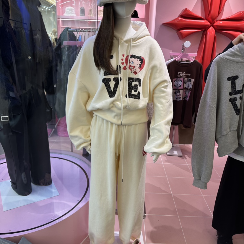 LOVE PINK韓國直郵女裝新款時尚職業熱賣推薦休閑休閑褲加絨LOVE PINK休閑褲