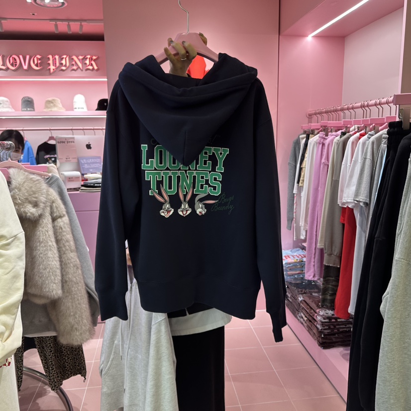 LOVE PINK東大門直郵女裝新品推薦職業時尚衛衣拉鏈加絨兔子LOVE PINK衛衣