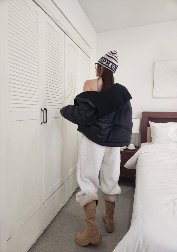 DENVER韓國直郵東大門實拍女裝新款休閑真品短款棉服填充鴨絨DENVER短款棉服