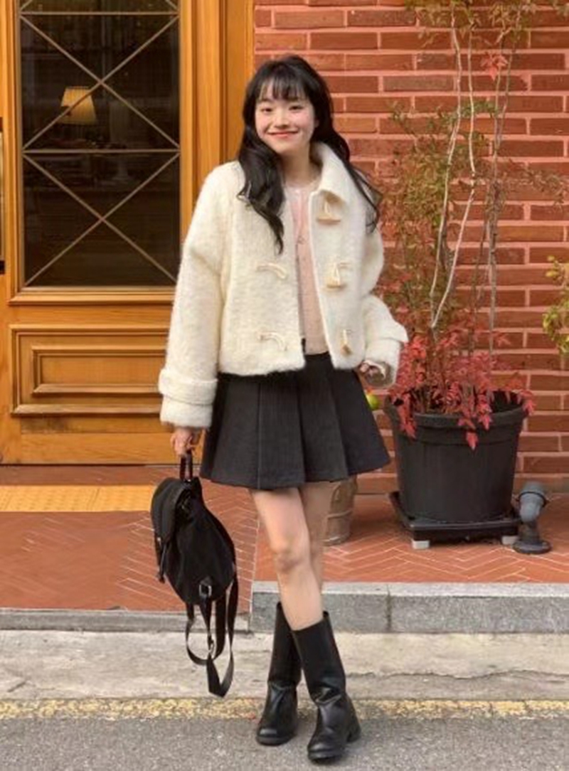 AND韓國直郵女裝新款熱賣推薦真品時尚24秋冬休閑人氣短款大衣空空短款大衣