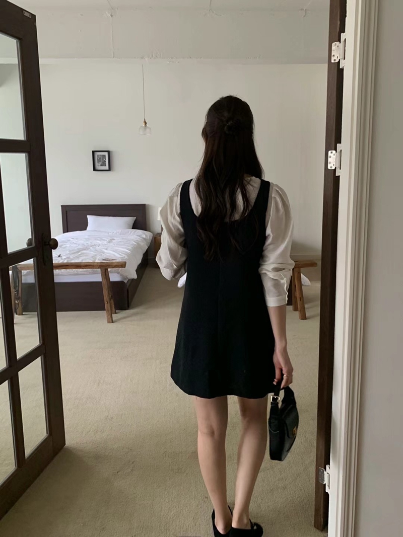 AND韓國直郵女裝新款熱賣職業推薦休閑人氣真品24秋冬連衣裙花呢空空連衣裙