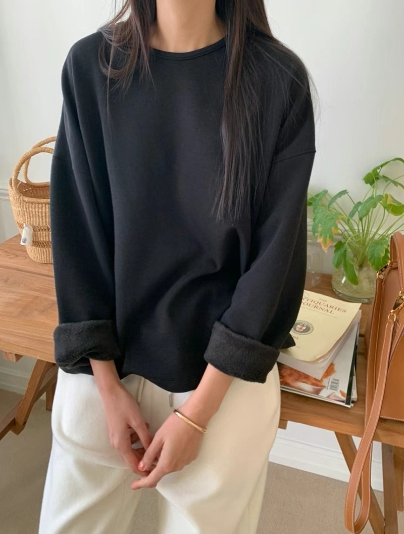 LUCKY ROOM東大門直郵女裝新品熱賣休閑24秋夏長袖T恤水貂貂皮LUCKY ROOM長袖T恤圖色3