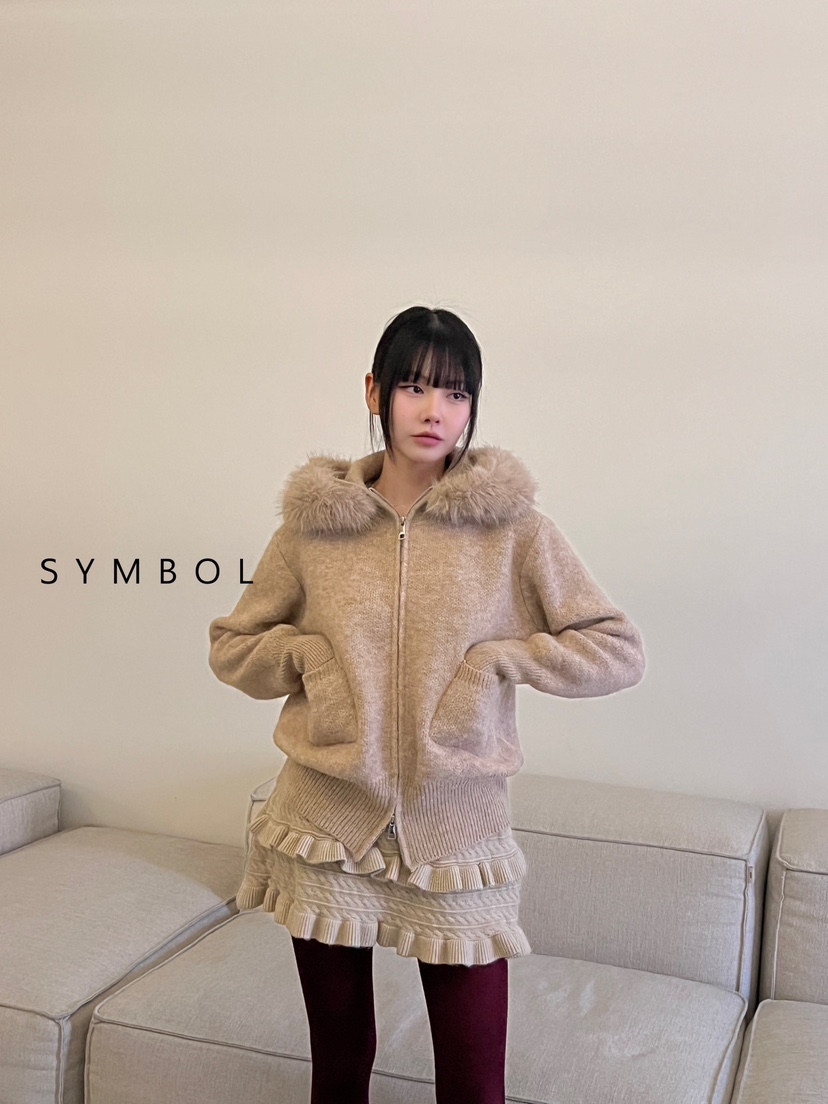 SYMBOL東大門代購女裝新品職業人氣24秋夏休閑毛衣水貂開衫SYMBOL毛衣