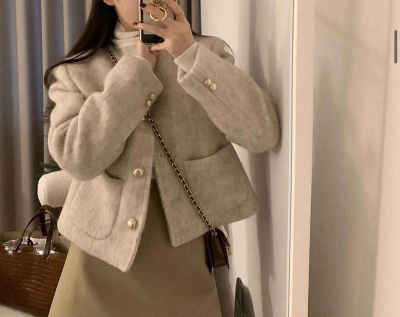 MY YOUNG韓國直郵東大門代購女裝新款24秋冬休閑熱賣夾克羊毛RIPPLE夾克
