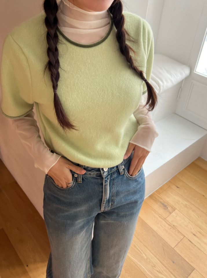 HEY/TO SEWING東大門直郵女裝新品休閑24秋夏熱賣T恤天鵝絨BY HEY/TO SEWINGT恤