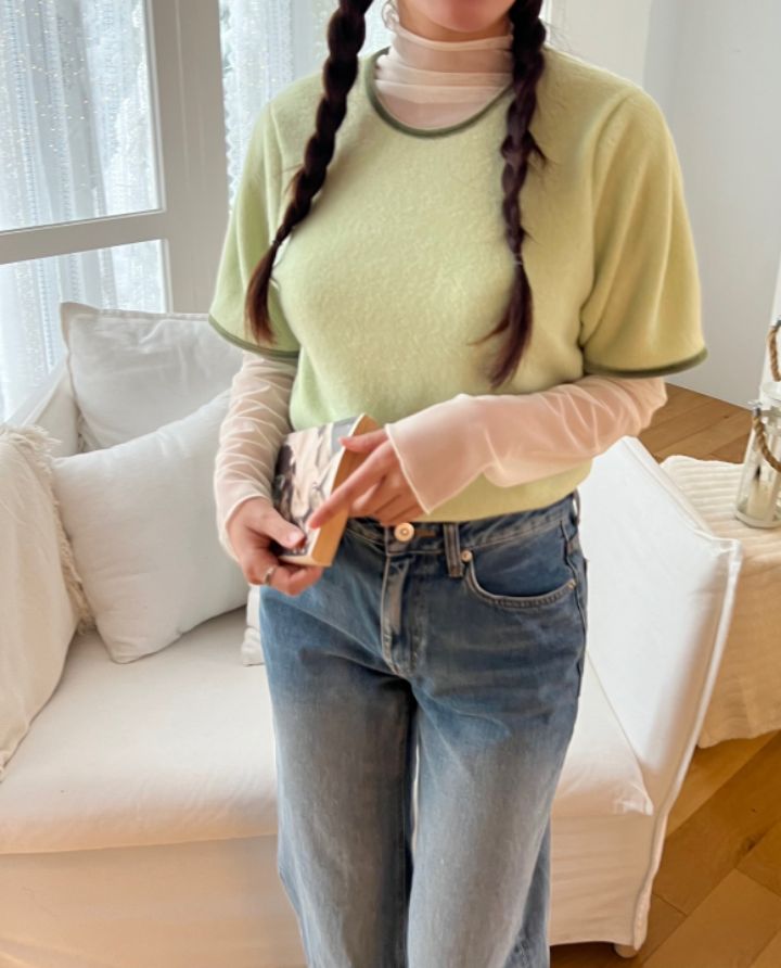 HEY/TO SEWING東大門直郵女裝新品休閑24秋夏熱賣T恤天鵝絨BY HEY/TO SEWINGT恤圖色2