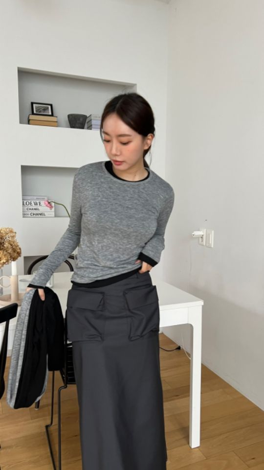HEY/TO SEWING韓國代購女士新款推薦24秋夏時尚職業長袖T恤BY HEY/TO SEWING長袖T恤