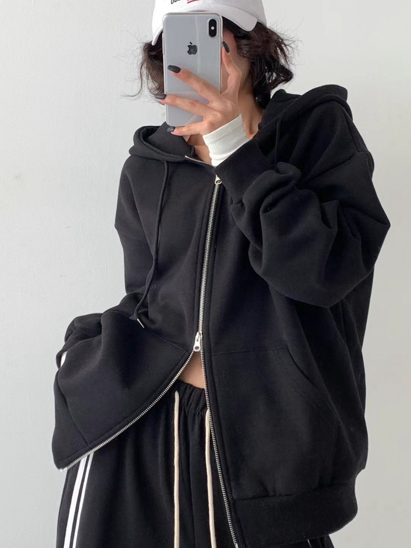 QUEENS MADE韓國直郵女裝新款人氣時尚24秋冬夾克拉鏈加絨QUEENS MADE夾克
