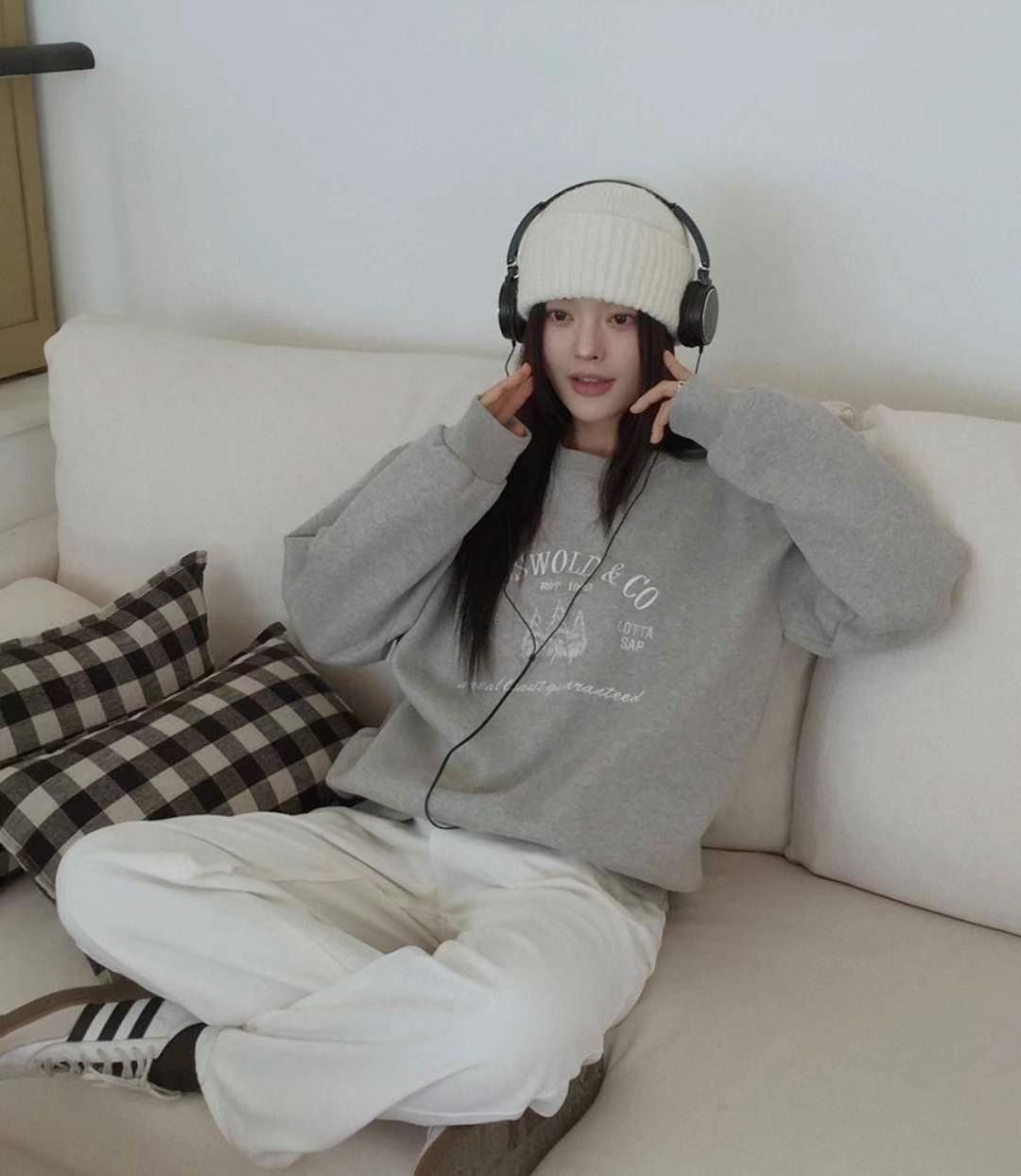 MERCY直郵韓國代購女裝新品24秋冬職業時尚推薦人氣休閑衛衣MERCY衛衣