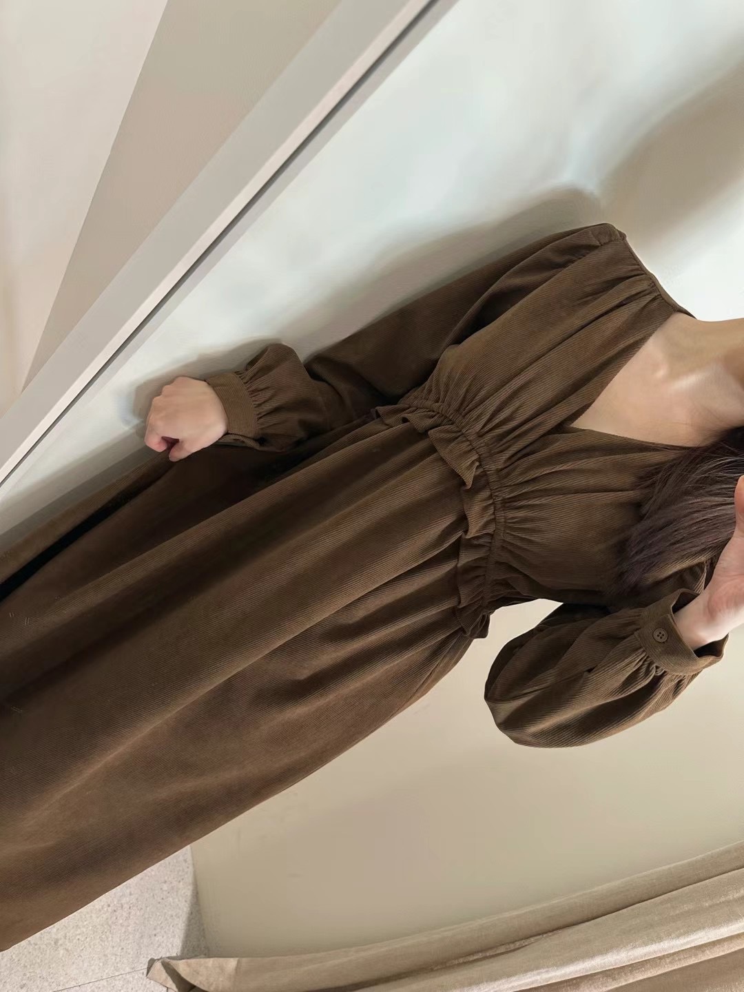 BOUND直郵韓國代購女裝新品人氣24秋冬熱賣推薦連衣裙絨面革BOUND連衣裙