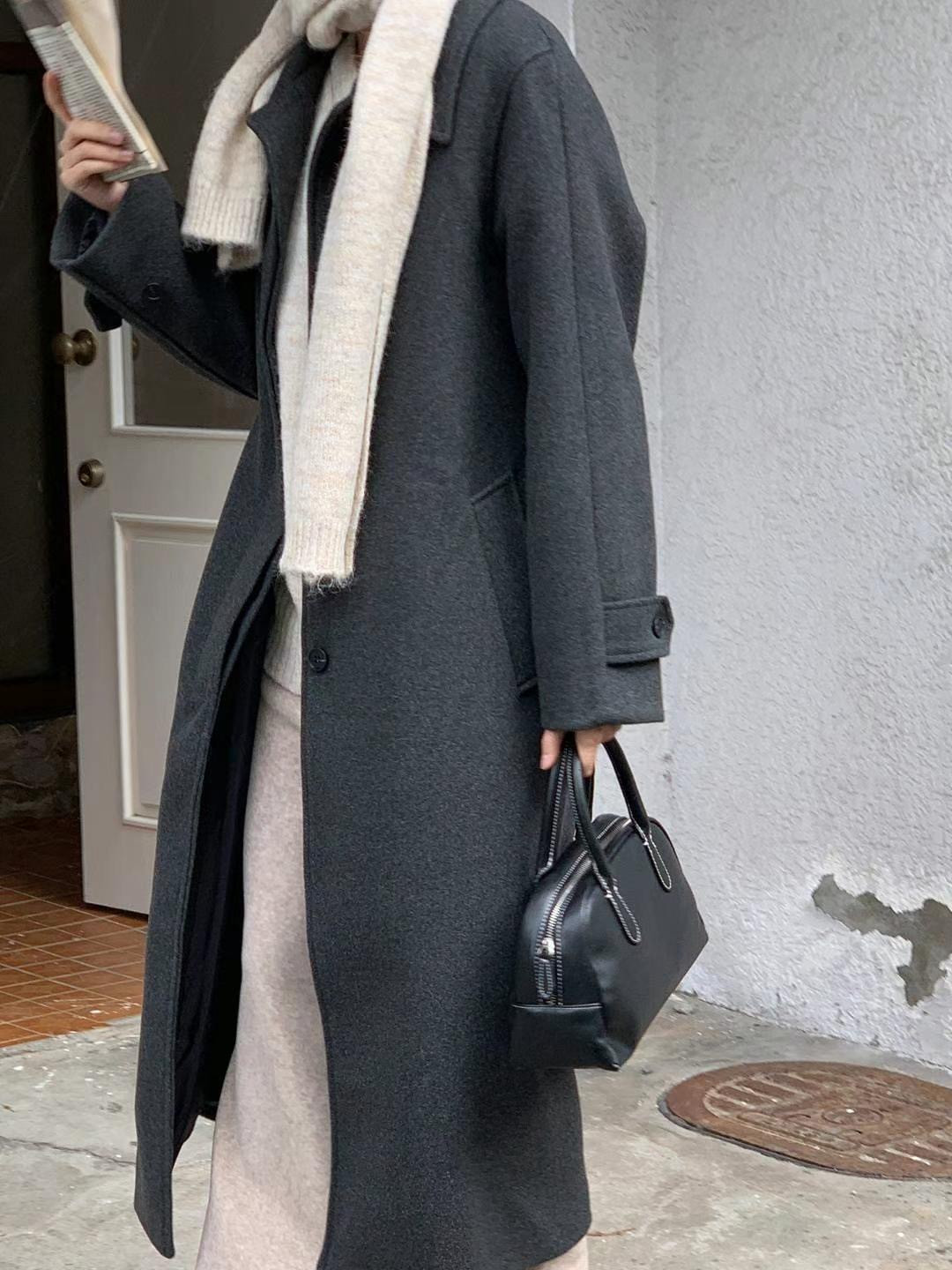 J ME直郵韓國代購女裝新品24秋冬真品時尚職業熱賣中長款大衣J ME中長款大衣