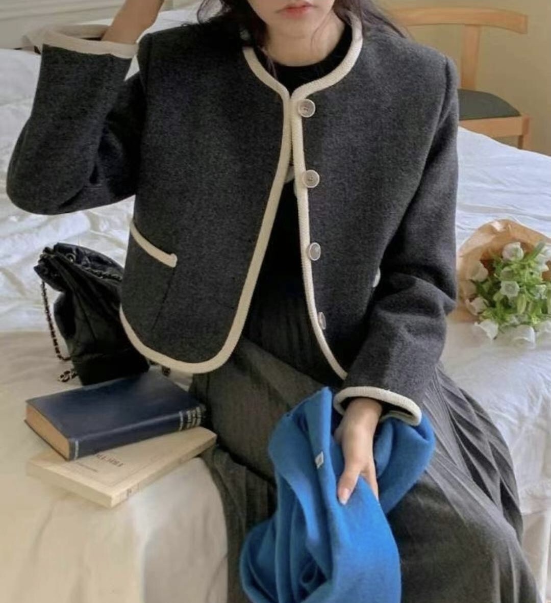 J ME韓國直郵東大門代購女裝新品24秋冬熱賣人氣推薦休閑夾克J ME夾克
