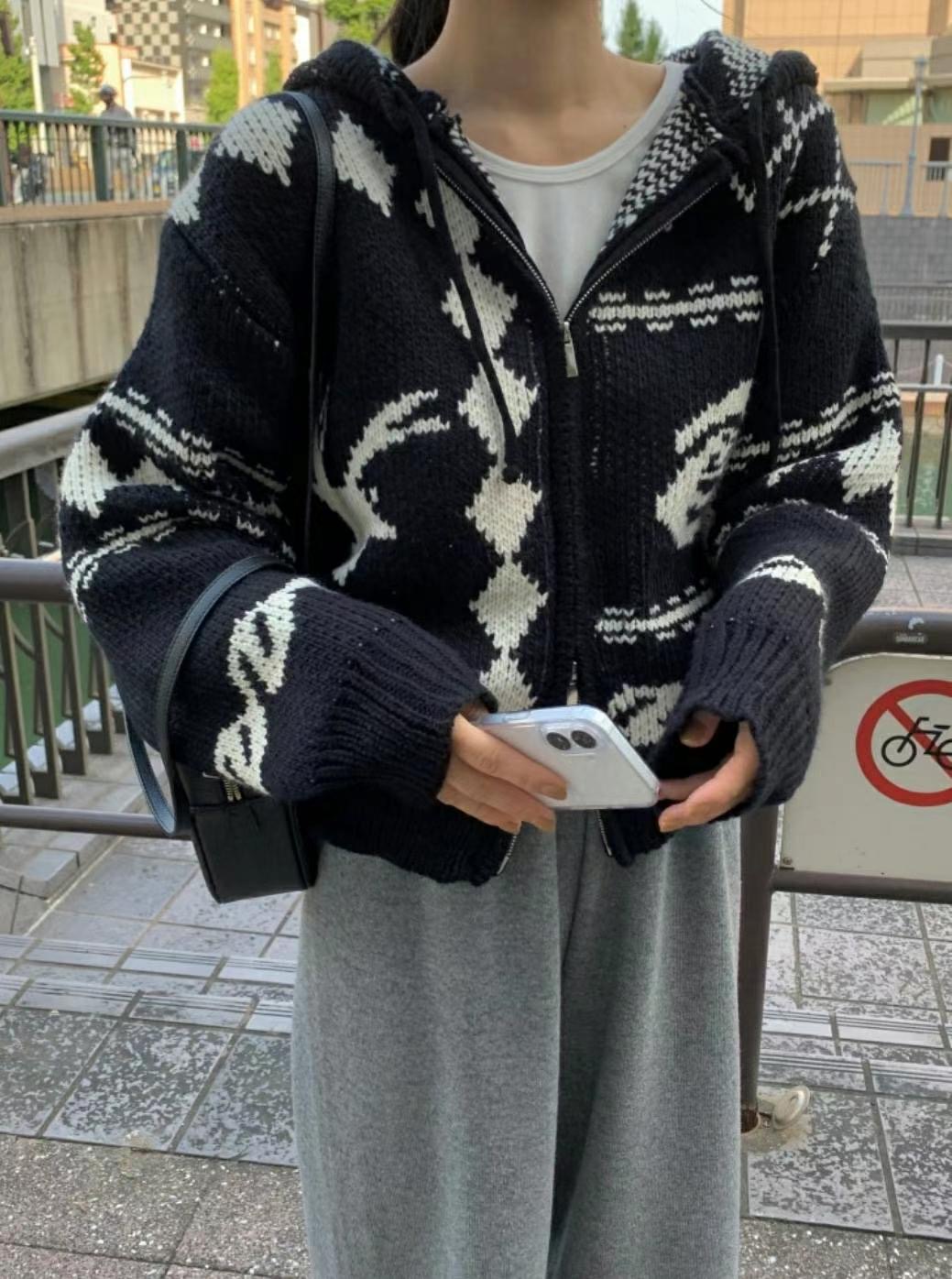 M.STORY直郵韓國代購女裝新款休閑推薦24秋冬熱賣毛衣拉鏈M.STORY毛衣圖色1
