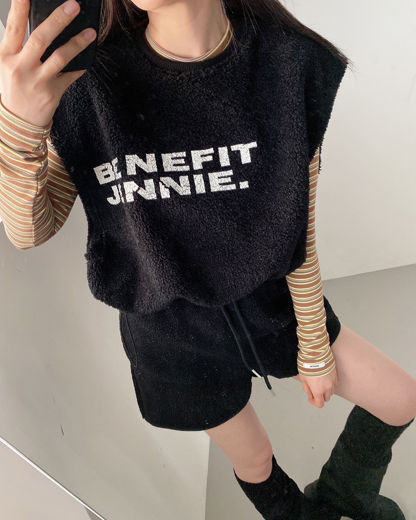 JENNIE/VENEFIT韓國代購女裝新款時尚24秋夏推薦真品馬甲抓絨JENNIE/VENEFIT馬甲圖色4