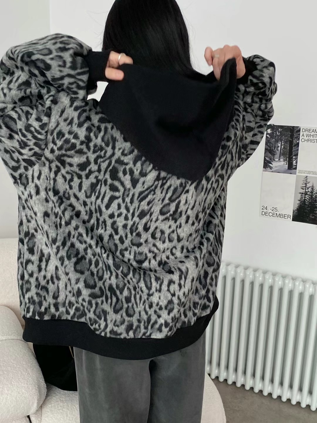 UNPLAN直郵韓國代購女裝新品24秋冬職業人氣推薦夾克拉鏈豹紋UNPLAN夾克