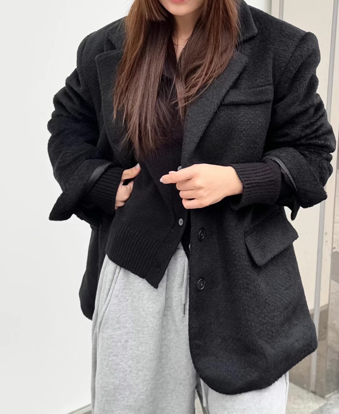 around110韓國直郵東大門實拍女裝新款熱賣人氣時尚夾克馬海毛around110夾克