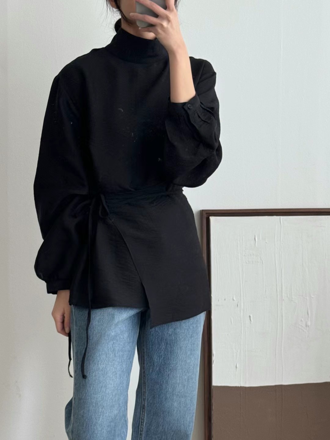 around110韓國直郵東大門代購女裝新品24秋冬休閑襯衫蕾絲衫around110襯衫/蕾絲衫