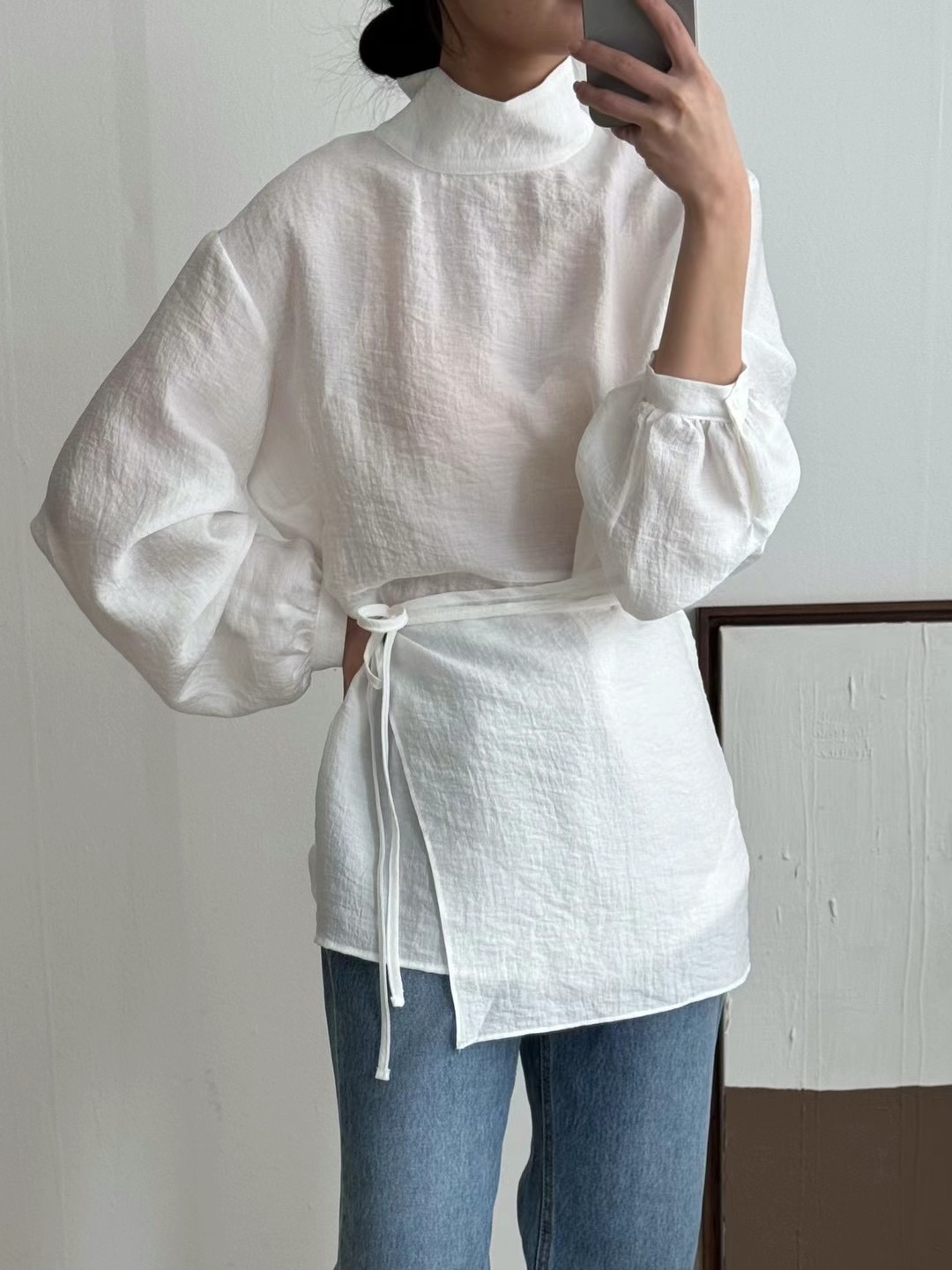 around110韓國直郵東大門代購女裝新品24秋冬休閑襯衫蕾絲衫around110襯衫/蕾絲衫