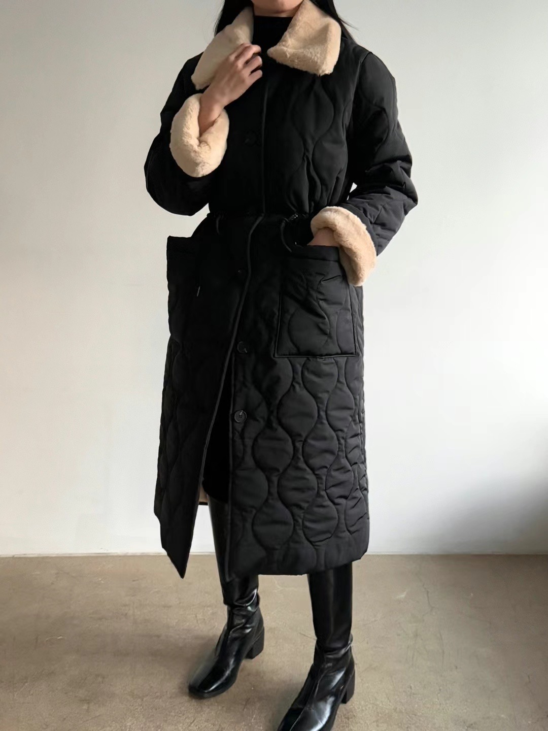around110直郵韓國代購女裝新品真品休閑推薦人氣長款棉服水貂around110長款棉服