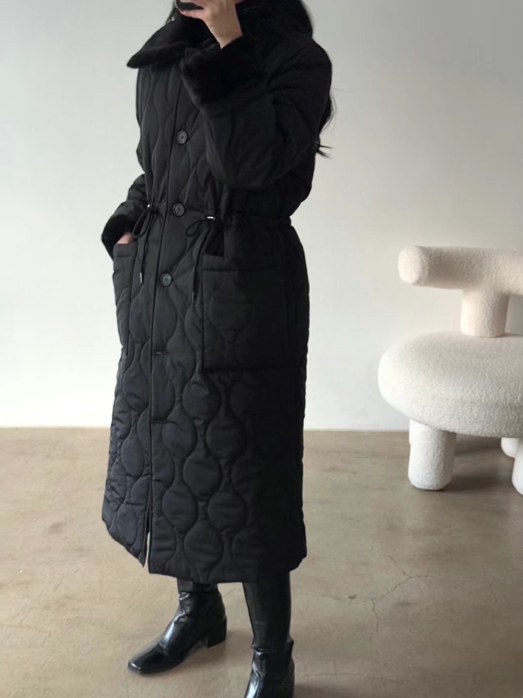 around110直郵韓國代購女裝新品真品休閑推薦人氣長款棉服水貂around110長款棉服