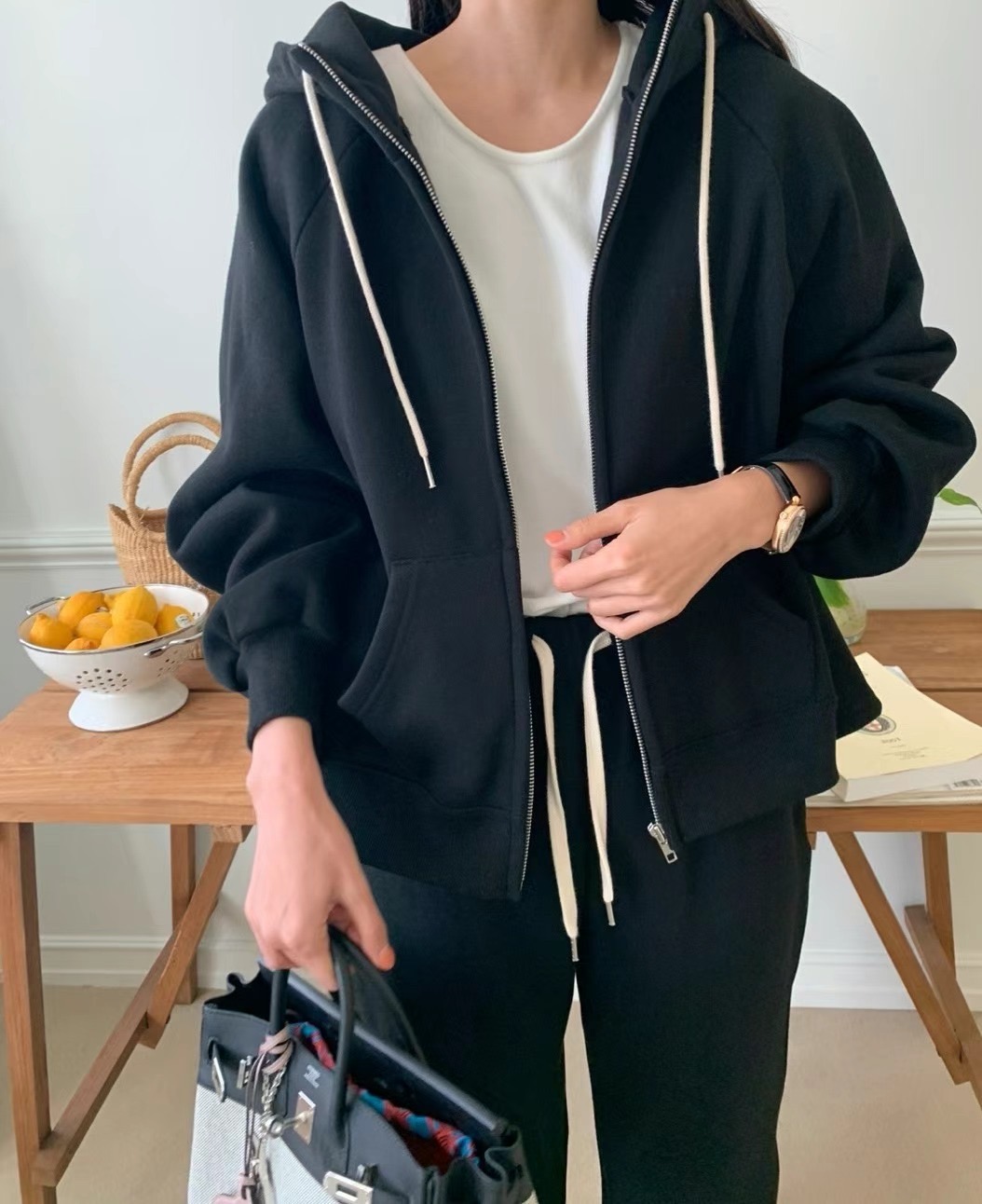 LUCKY ROOM直郵韓國代購女裝新款真品推薦夾克拉絨拉鏈連帽LUCKY ROOM夾克圖色3