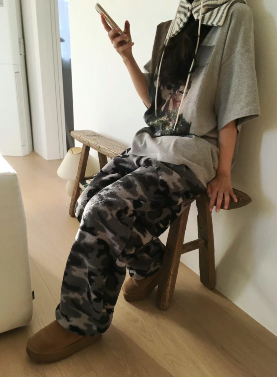 TON80韓國直郵女士新款推薦24秋夏時尚職業真品休閑休閑褲迷彩TON80休閑褲