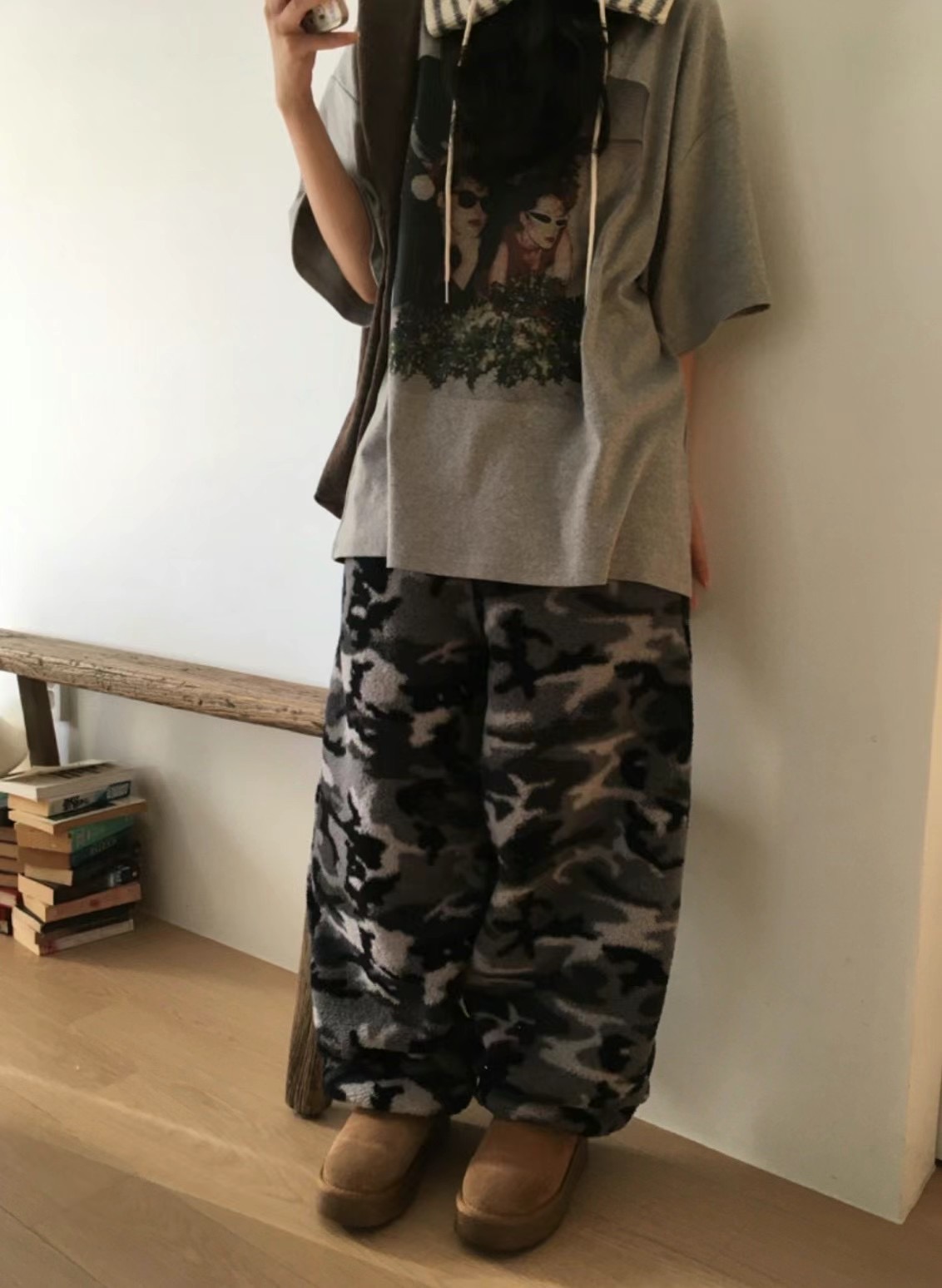 TON80韓國直郵女士新款推薦24秋夏時尚職業真品休閑休閑褲迷彩TON80休閑褲