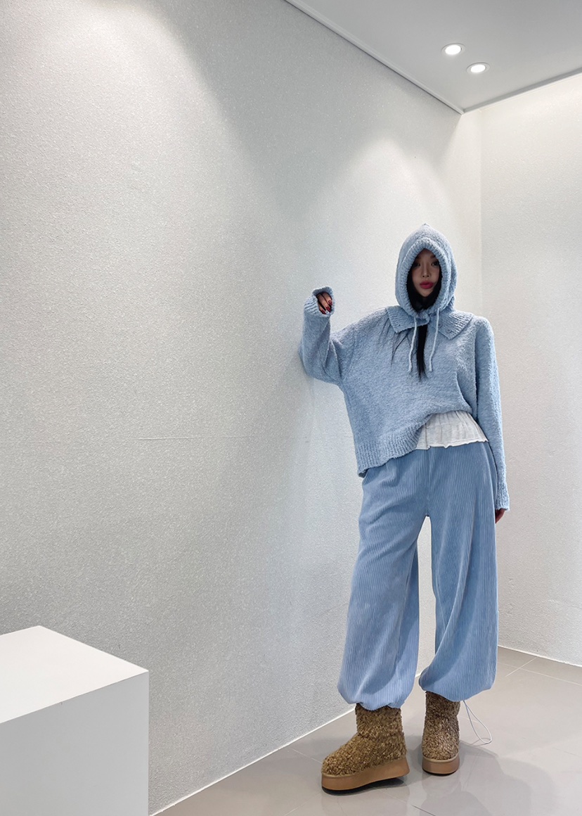 THEMAY/UNA韓國直郵女士新款推薦職業24秋夏休閑休閑褲羅紋THEMAY/UNA休閑褲