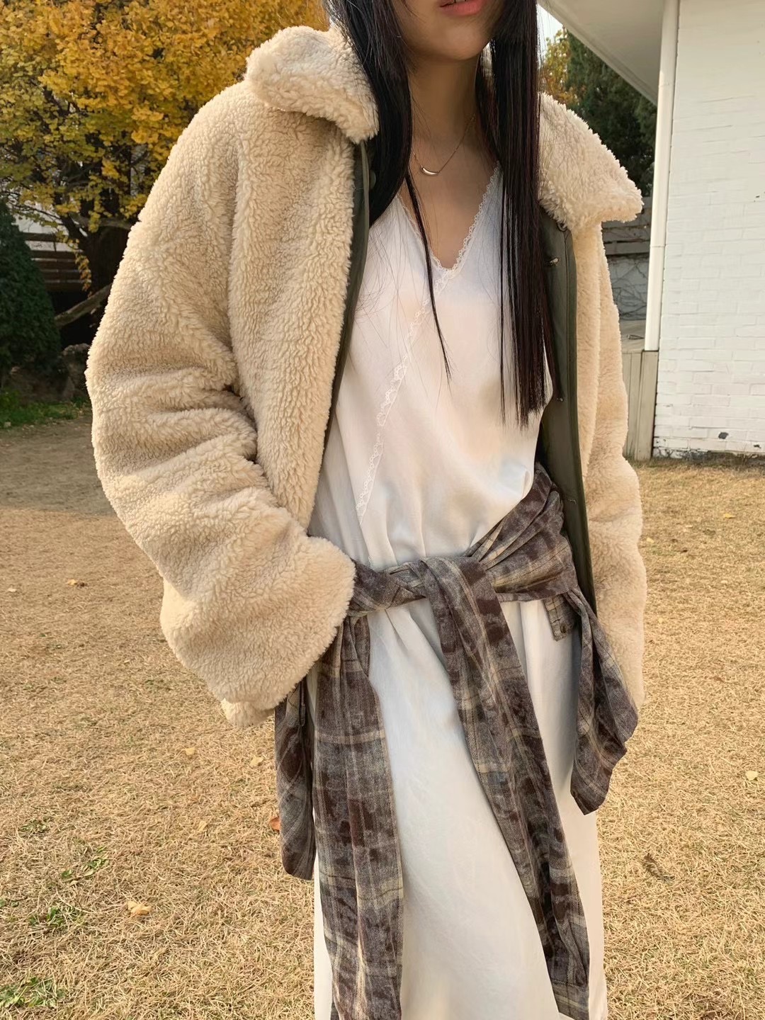 OWL韓國直郵女士新款真品人氣時尚休閑職業熱賣短款大衣雙面OWL短款大衣