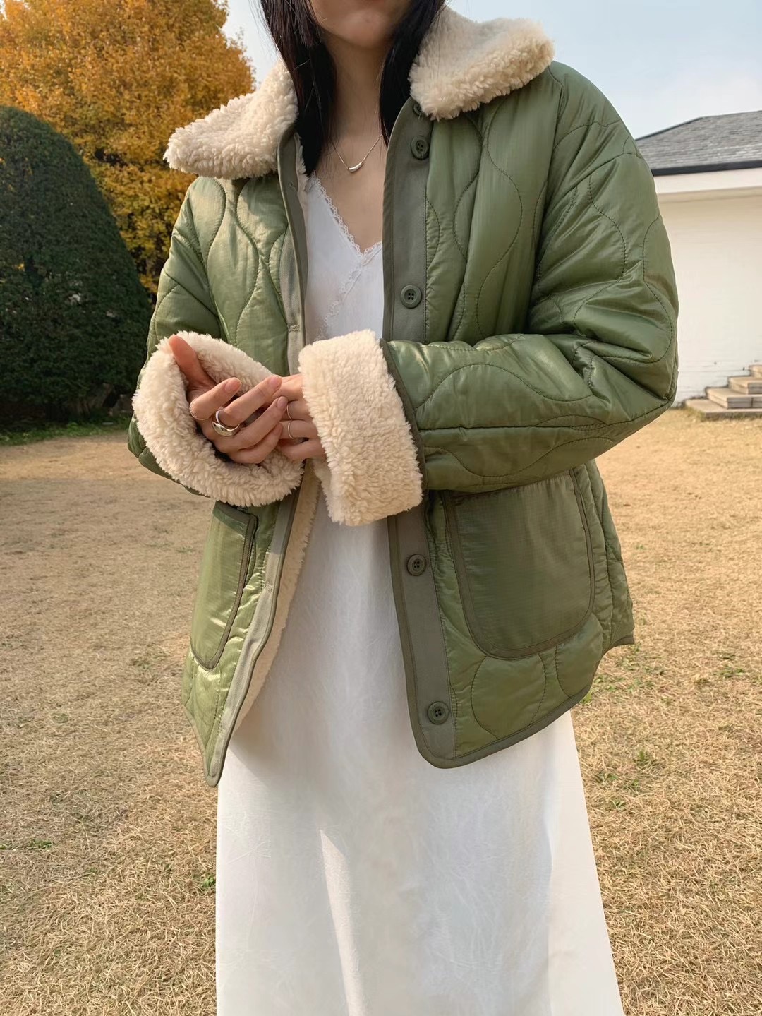 OWL韓國直郵女士新款真品人氣時尚休閑職業熱賣短款大衣雙面OWL短款大衣