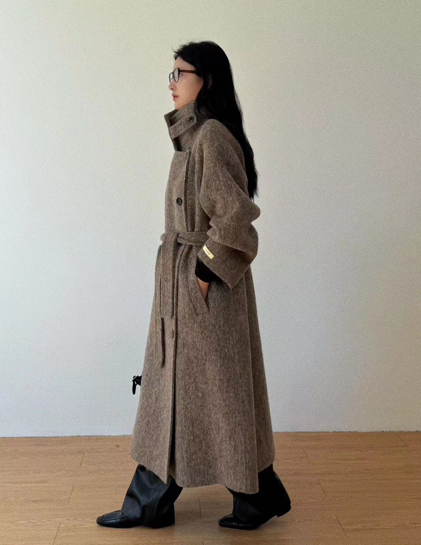 BONHEUR韓國直郵東大門實拍女裝新款真品中長款大衣手工制作含腰帶BONHEUR-2件起中長款大衣
