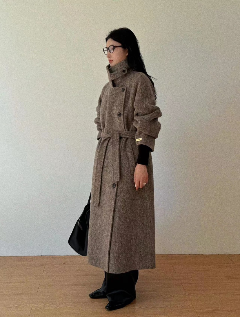 BONHEUR韓國直郵東大門實拍女裝新款真品中長款大衣手工制作含腰帶BONHEUR-2件起中長款大衣