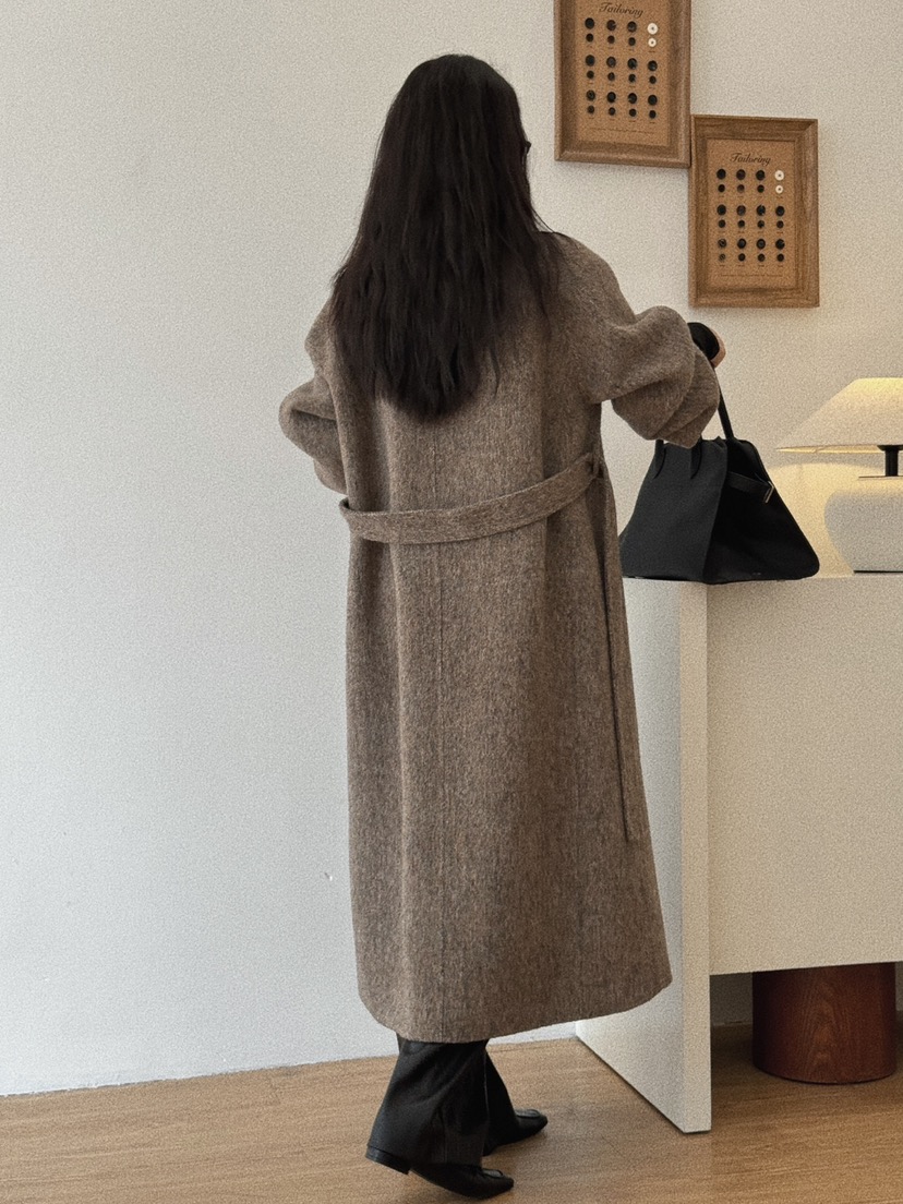BONHEUR韓國直郵東大門實拍女裝新款真品中長款大衣手工制作含腰帶BONHEUR-2件起中長款大衣