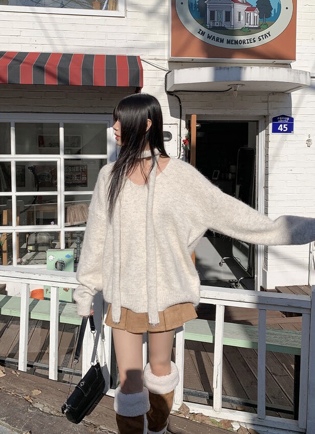 BONHEUR韓國直郵東大門實拍女裝新品職業24秋冬針織衫含脖帶BONHEUR-2件起針織衫