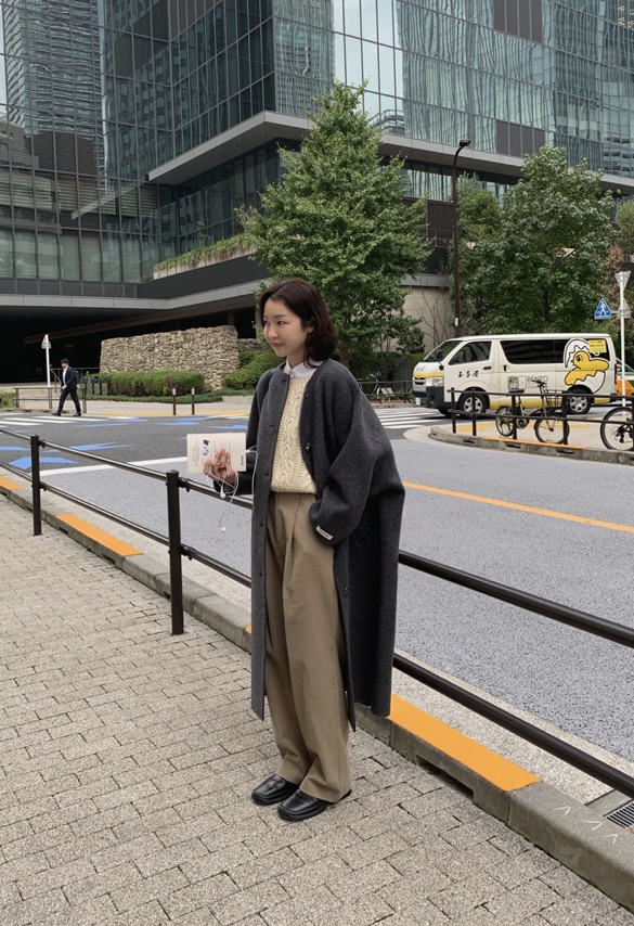 BONHEUR韓國直郵東大門實拍女裝新款24秋冬中長款大衣手工制作BONHEUR-2件起中長款大衣