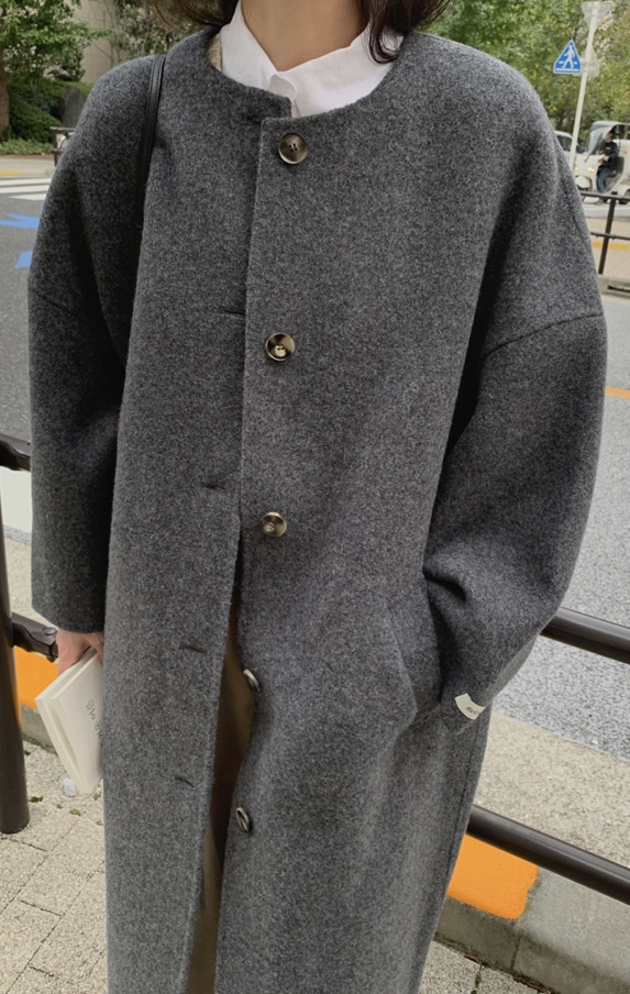 BONHEUR韓國直郵東大門實拍女裝新款24秋冬中長款大衣手工制作BONHEUR-2件起中長款大衣