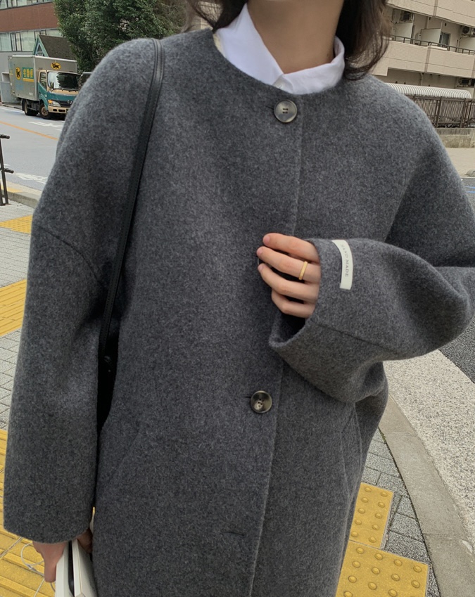 BONHEUR韓國直郵東大門實拍女裝新款24秋冬中長款大衣手工制作BONHEUR-2件起中長款大衣