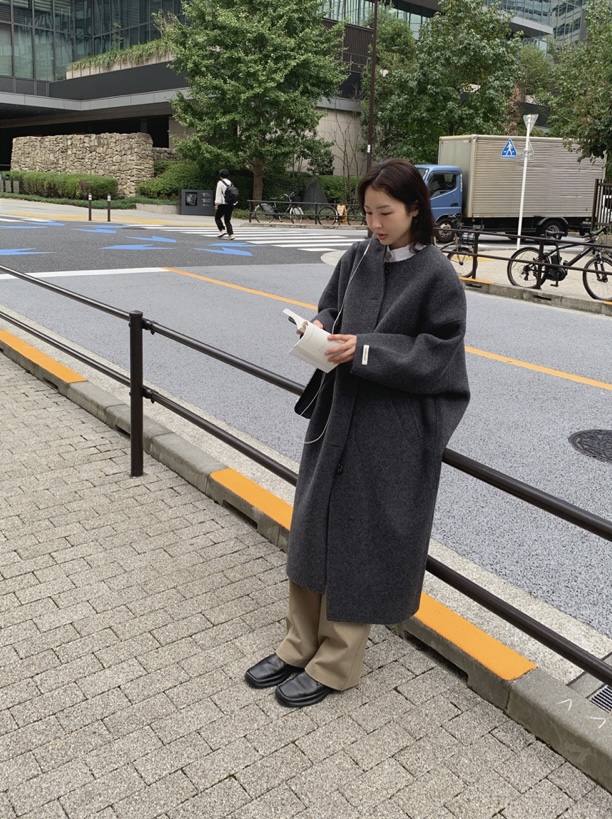 BONHEUR韓國直郵東大門實拍女裝新款24秋冬中長款大衣手工制作BONHEUR-2件起中長款大衣圖色3
