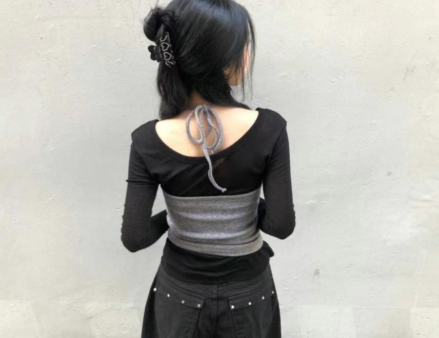 STREET韓國直郵東大門代購女裝新品推薦休閑職業24秋冬長袖T恤STREET長袖T恤