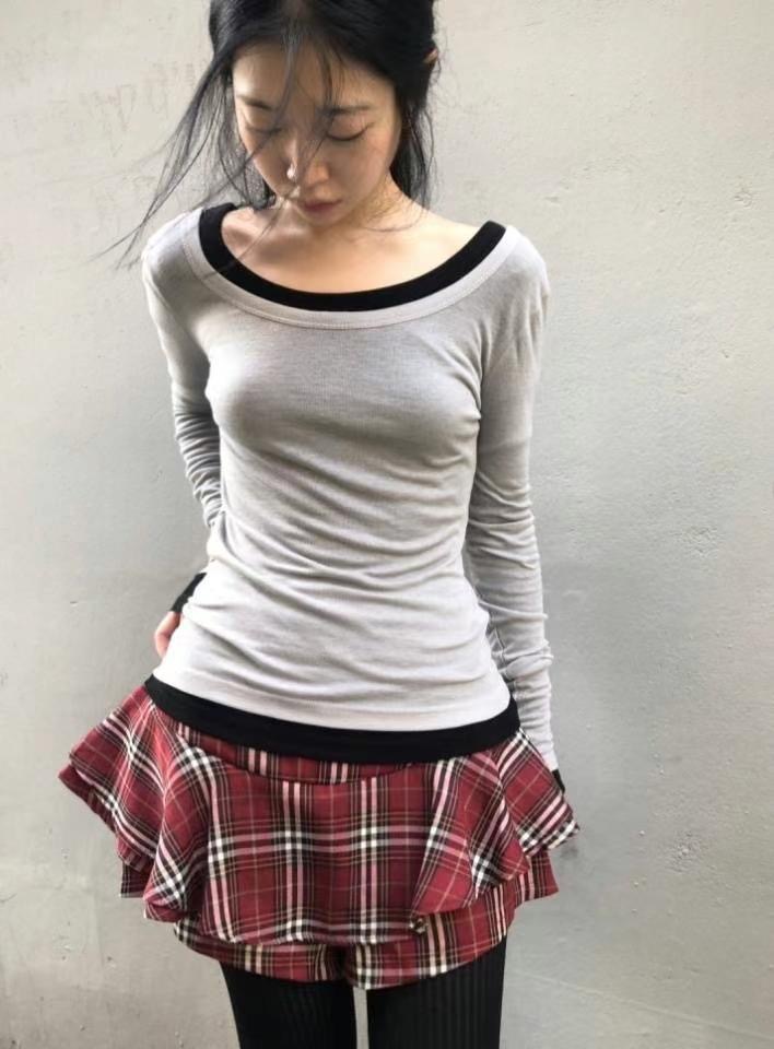 STREET韓國直郵東大門代購女裝新品推薦休閑職業24秋冬長袖T恤STREET長袖T恤