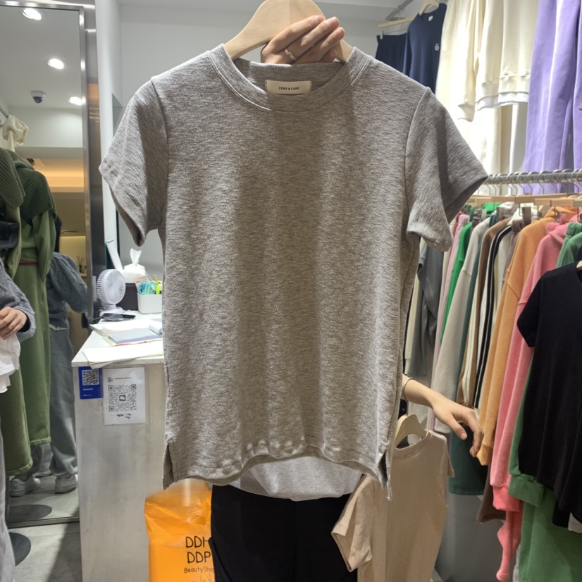 COKE CAKE韓國代購女裝新品推薦熱賣24秋夏真品人氣職業T恤CHAET恤圖色2